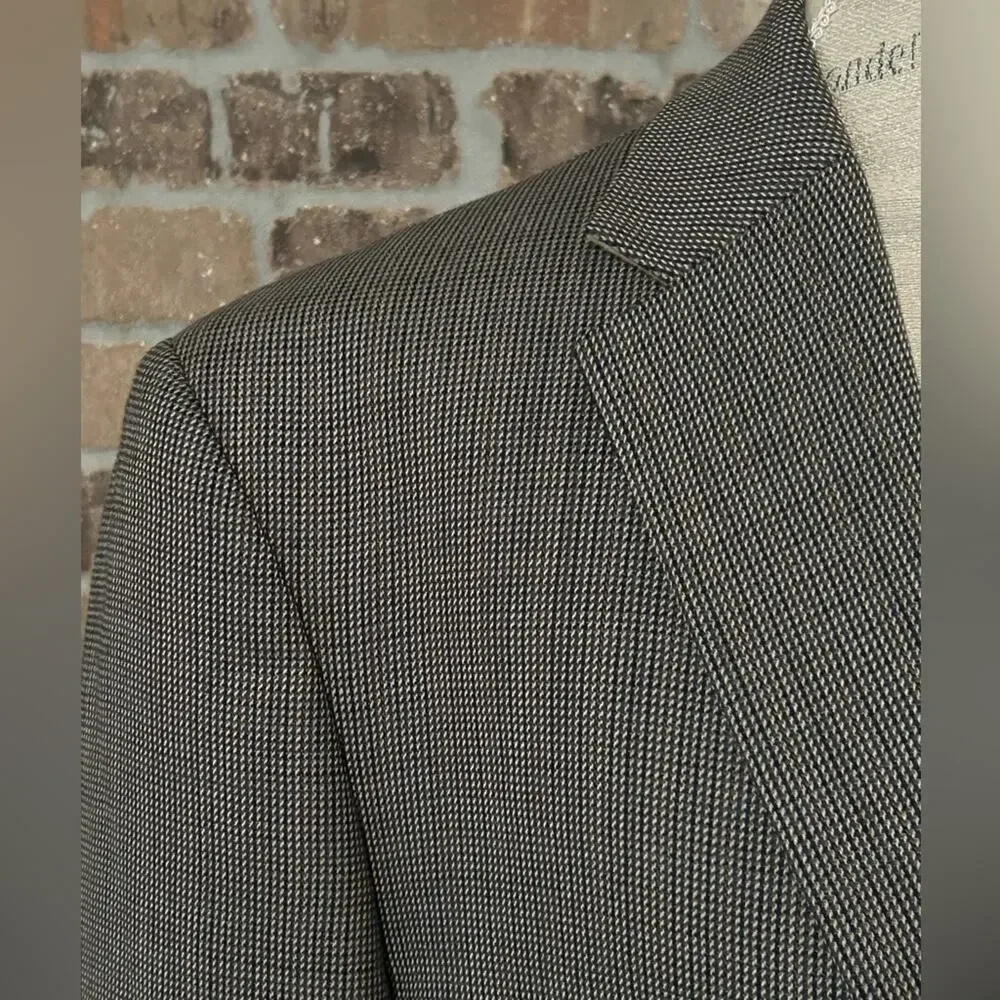 Lauren Ralph Lauren gray tan 100% wool sports coat blazer jacket plaid size 40R